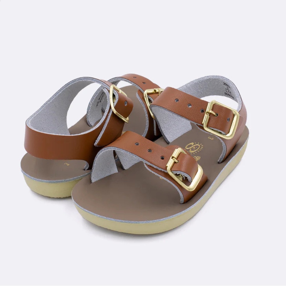 Salt Water Sandals by Hoy Brown Sandals with Gold Buckles
